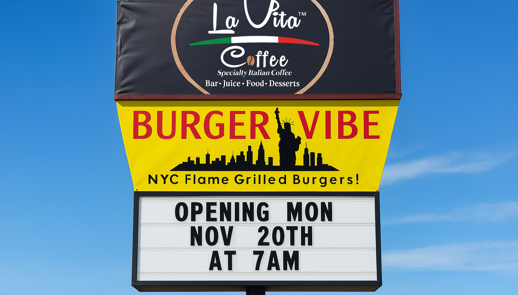 Burger Vibe Pylon Sign
